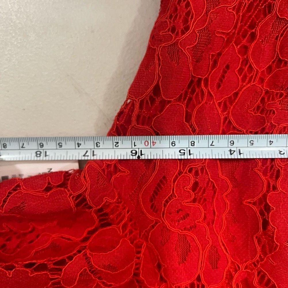 Chic Red Lace Ruffle Mini Dress - Picture 11 of 13
